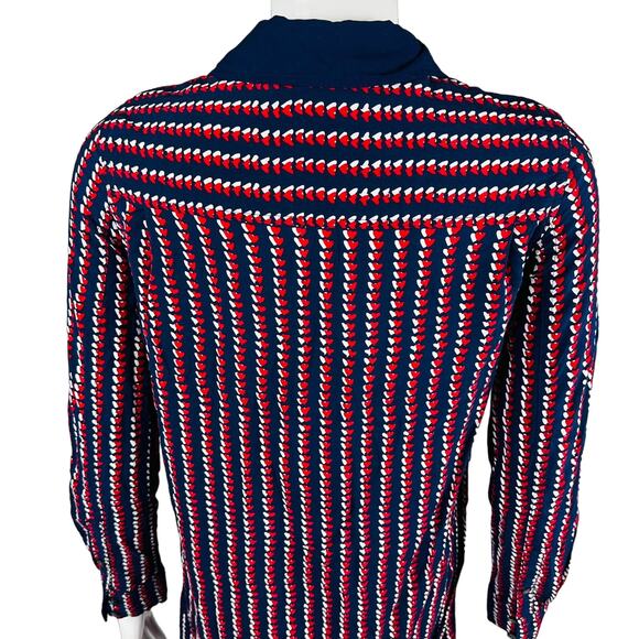 Draper James Womans Size 2 Shirt Dress Button Front Blue Hearts Long Sleeve - Picture 8 of 9